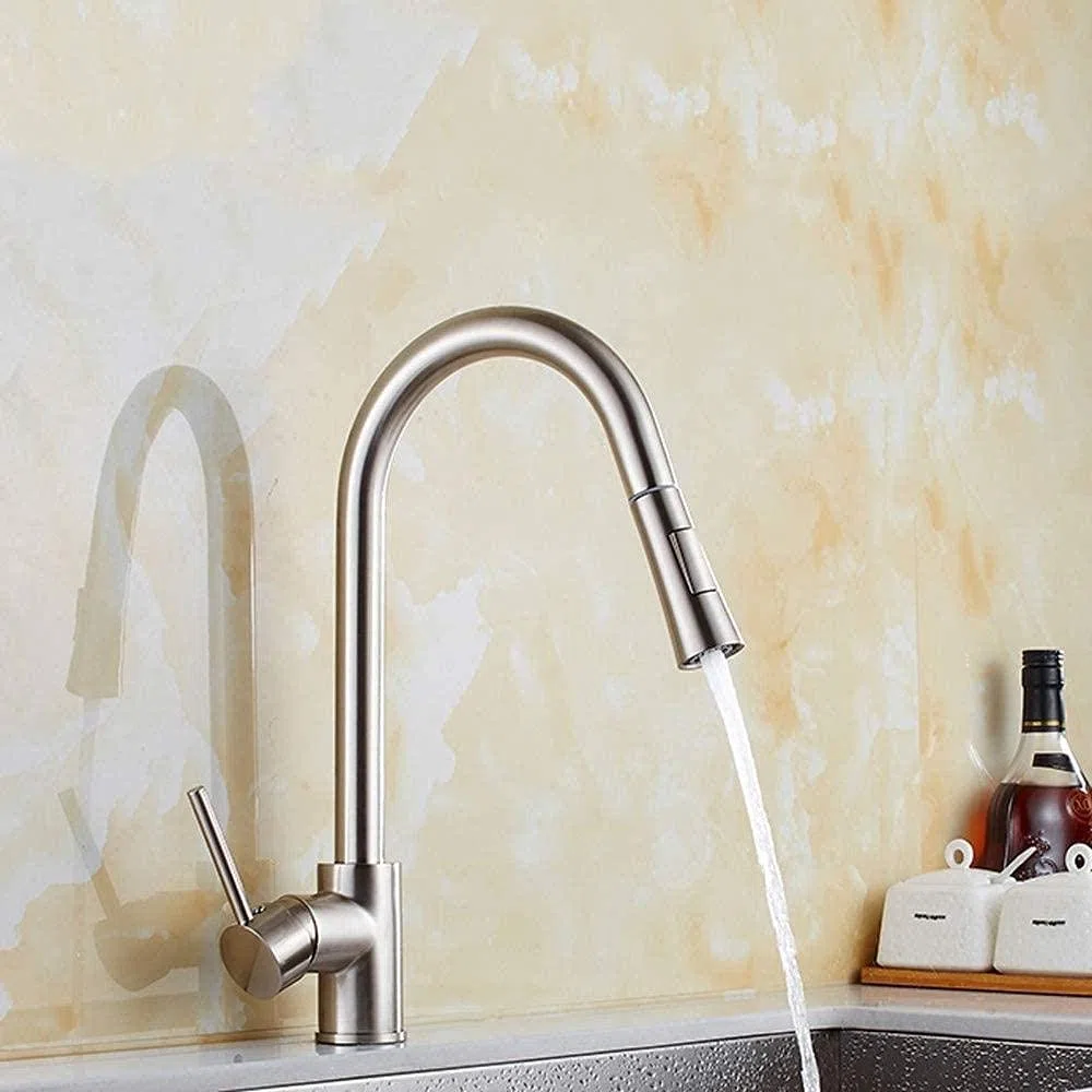 Rubinetti, Rubinetto Rubinetto Rubinetto Rubinetto della Cucina con irrigatore a Scomparsa Rubinetto del lavello della Cucina Estraibile Nichel Spazzolato Rubinetto Placcato in Oro Comfortable