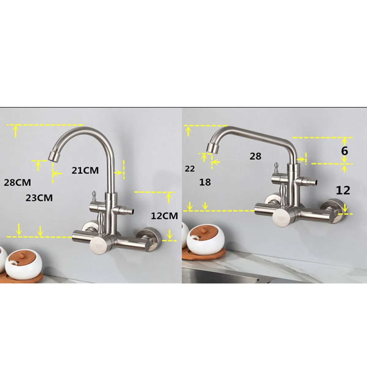 Rubinetti da Cucina a Muro con doccetta Rubinetto da Cucina Rubinetti da Cucina a Muro Miscelatore Miscelatore Acqua Calda e Fredda Rubinetto da Cucina Rubinetto B modalità Singola-Sinistra