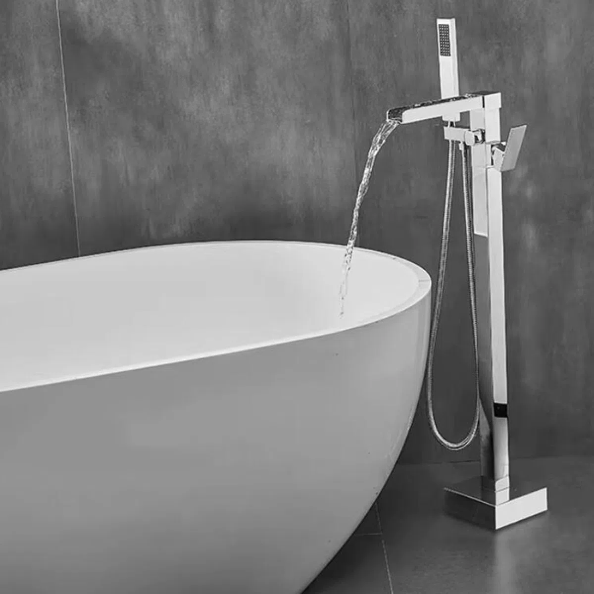 Rubinetto Miscelatore Moderno per Cucina e Bagno, a Pavimento, con Finitura a Cascata, in Ottone Nero.
