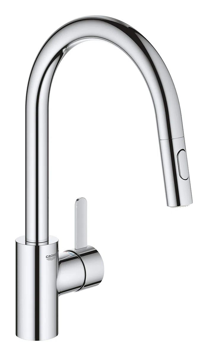 Grohe 31481001 Rubinetto Miscelatore Monocomando per Lavello, Grigio (Cromo), Beccuccio Alto