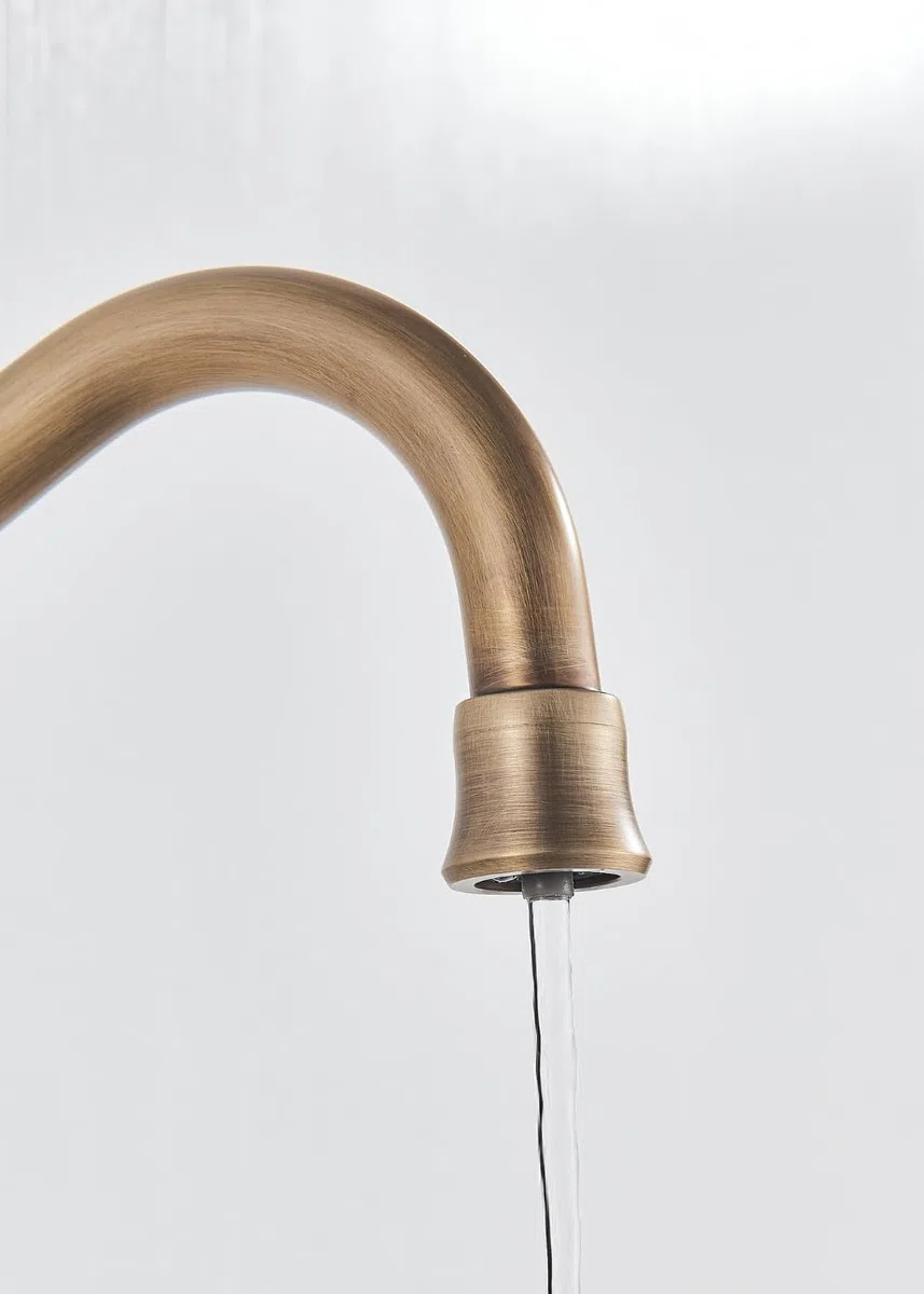 Ari Rubinetto da cucina a 3 vie, per acqua potabile, classico, retrò, con filtro dell'acqua, sistema di filtrazione a osmosi inversa, Nano Pad (ottone)