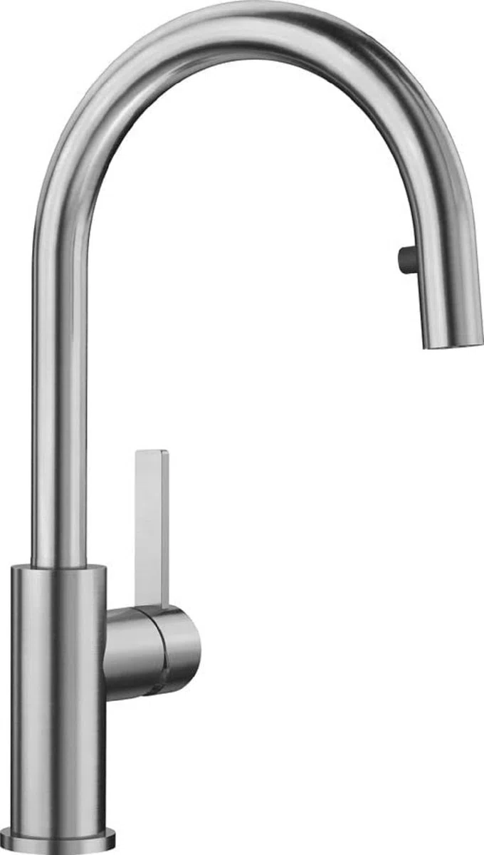 BLANCO Candor-S 523121 Miscelatore monocomando per cucina, con doccetta estraibile, in acciaio inox spazzolato, ad alta pressione