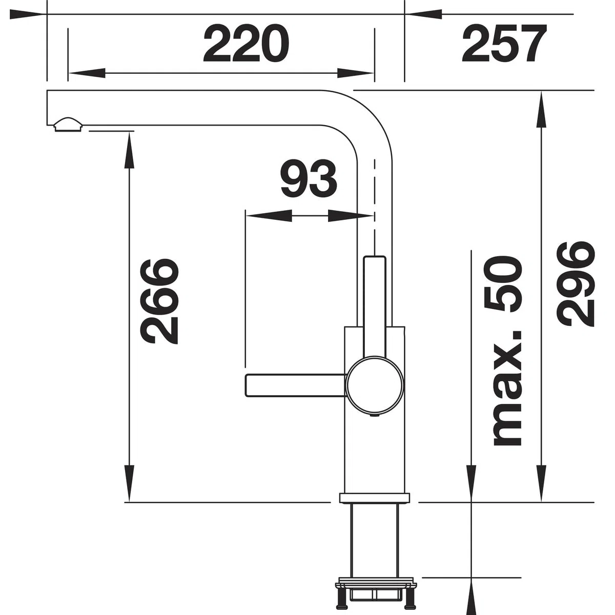BLANCO LANORA 523122 - Rubinetto miscelatore di alta qualità in acciaio inox per la cucina, alta pressione, acciaio inox spazzolato