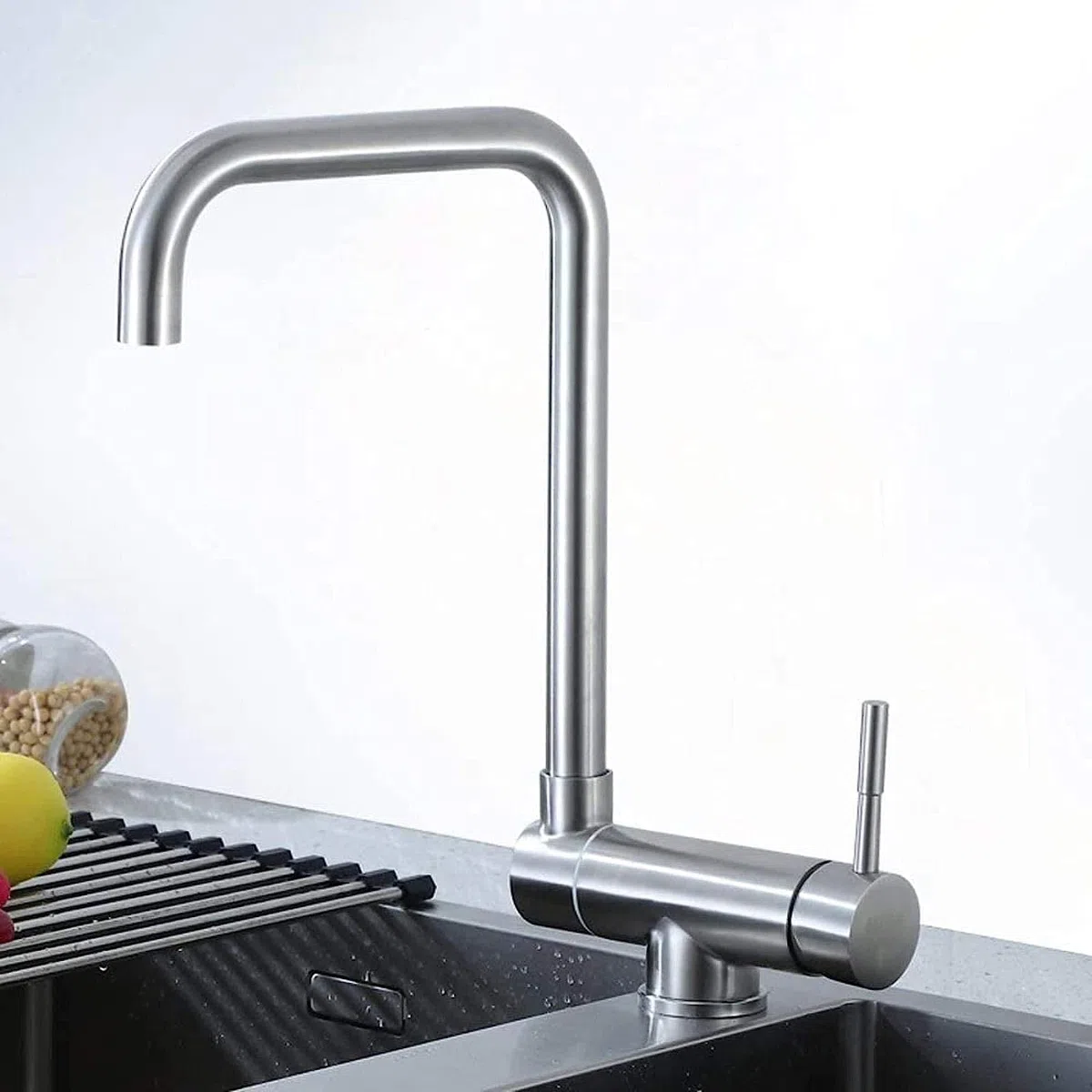 Rubinetto caldo e freddo Rubinetti con maniglia monoforo pieghevoli rotanti a 360 gradi Installazione sul piano due miscelatori for tubo flessibile da 60 cm