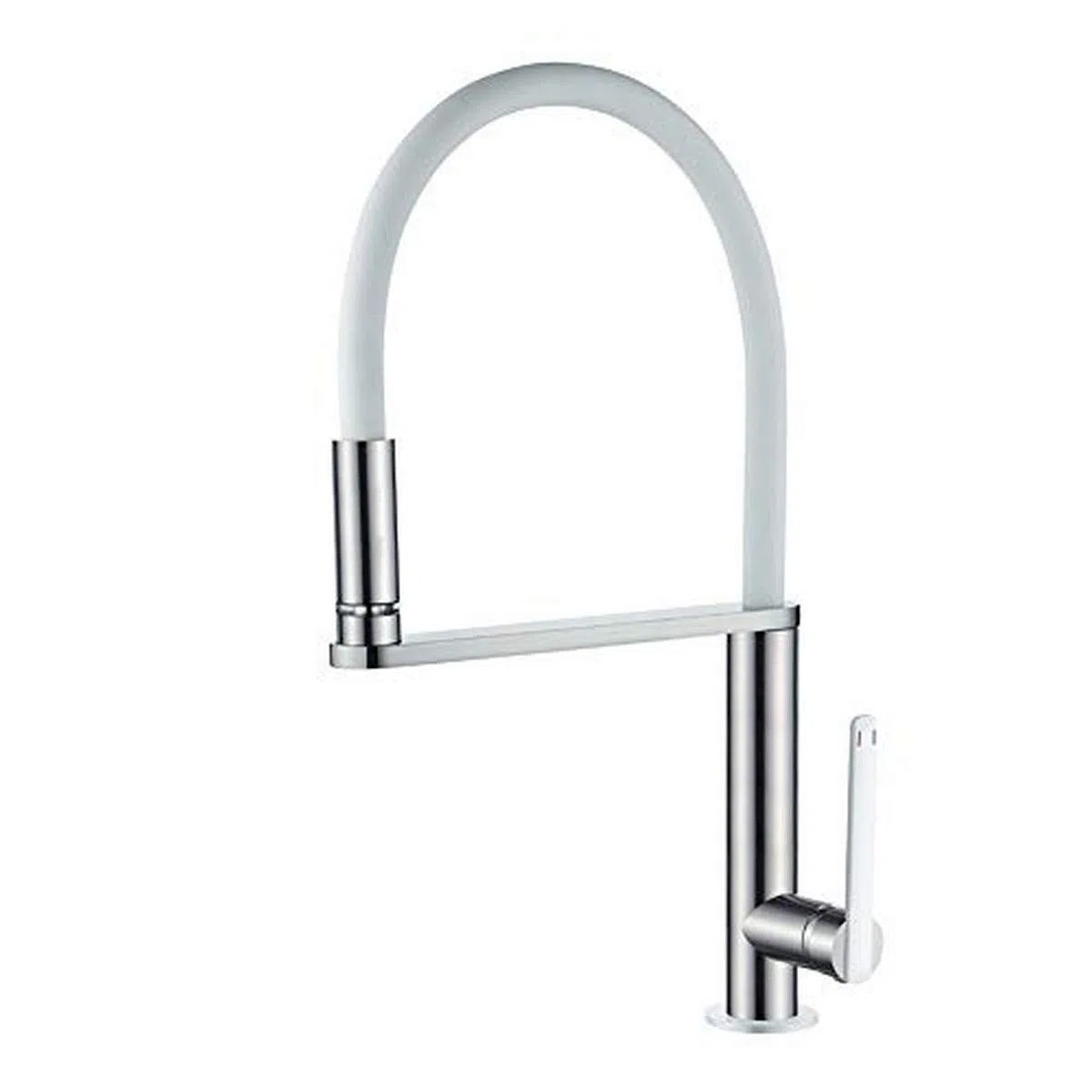 GRIFEMA Dove, Rubinetto da Cucina a LED con Cambio a 3 Colori, Miscelatore Lavello con Bocca Flessibile Bianco, Nichel Spazzolato