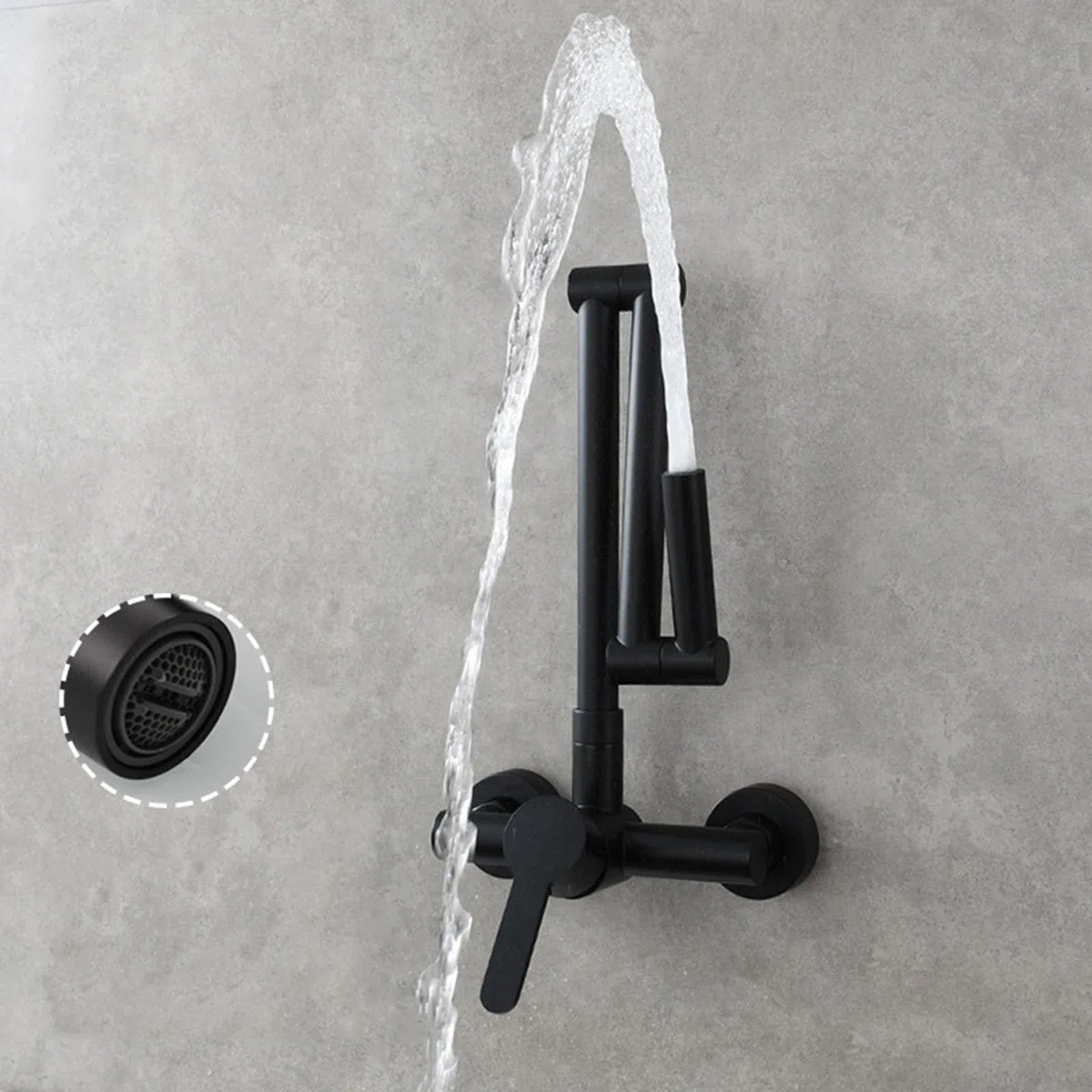 Rubinetti da Cucina a Muro Rubinetto Cucina Pieghevole, Rubinetto Cucina Ottone Miscelatore Cucina acqua Calda e Fredda Nero