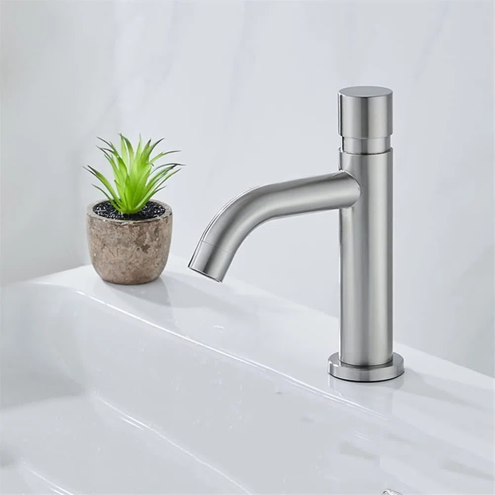 Grifos de Baño Público con Temporizador Grifo Mezclador de Agua Fría Táctil en Níquel Grifo de Cocina Estilo 2 Largo Ideal para USO Comercial y Hogar