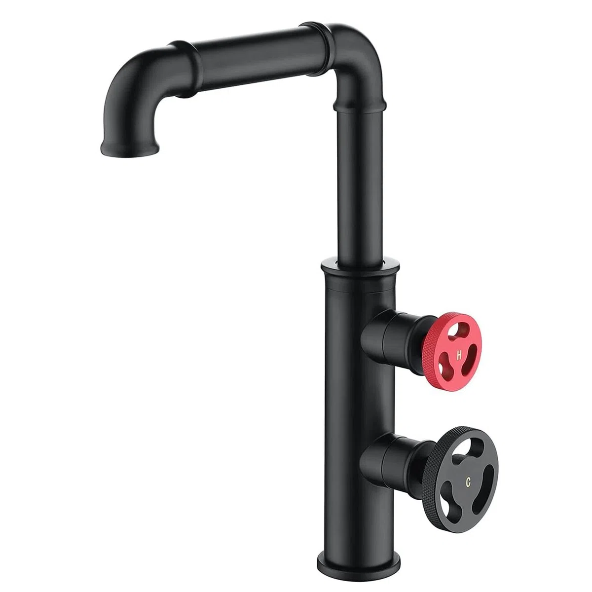 Rubinetto da Cucina Industriale Nero, Rubinetto per lavello da Cucina Doppia Maniglia, Rubinetto da Cucina monoforo Montaggio su Ponte, Miscelatore da Cucina ad Arco Alto, Rubinetto da Fatto