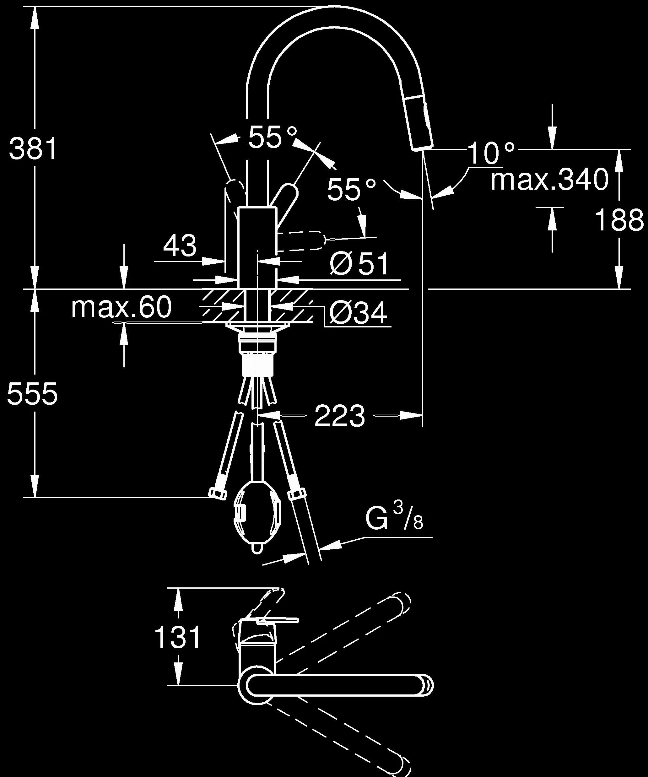 Grohe Get Rubinetto Miscelatore Monocomando per Lavello, 31484001