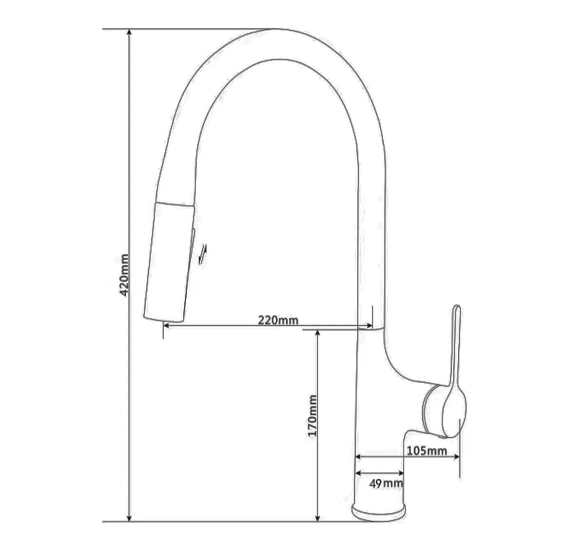 Rubinetto da Cucina Montato in Ottone a Due funzioni a Due funzioni tiri per Estrazione Calda e Acqua Fredda (Grigio V72-)
