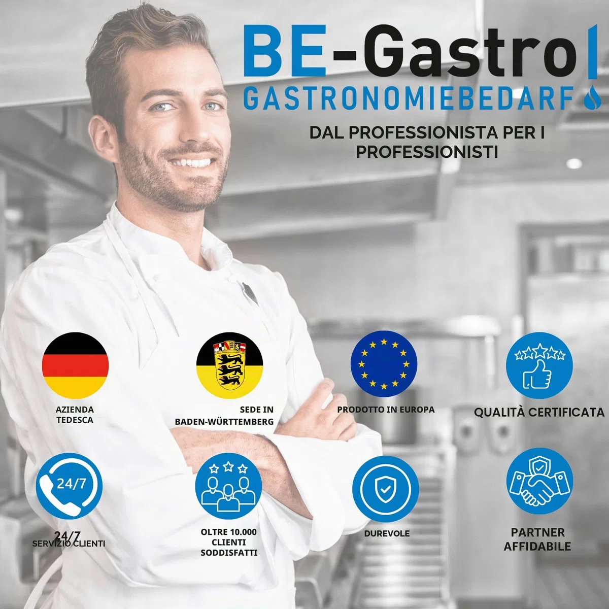 BE-GASTRO | Rubinetto Gruppo doccia con miscelatore monoforo, con leva clinica nera e rubinetto di servizio incorporato, Rubinetteria professionale set di prelavaggio stoviglie per cucine