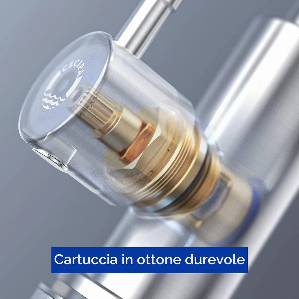 CECIPA Rubinetto per acqua fredda da cucina, solo acqua fredda con dadi in acciaio inox 304, spessore piastra fino a 4 cm, rubinetto acqua fredda con tubo di collegamento da 60 cm, X1, rubinetto da