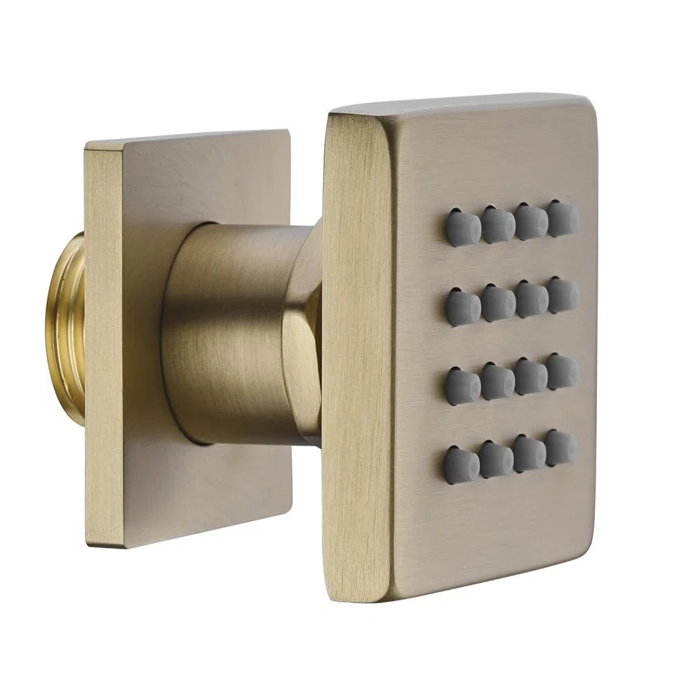 Set di getti quadrati ad alta pressione regolabili per massaggi doccia corpo Spa con spruzzatore fisso per montaggio a parete, oro spazzolato