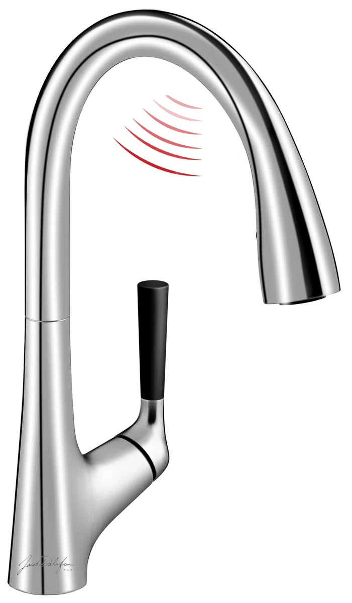 JACOB DELAFON Rubinetto da cucina senza contatto doccia anticalcare rimovibile con 2 getti e beccuccio girevole a 360° a risparmio idrico, leva personalizzabile (3 colori) colore cromo MALLECO E77748