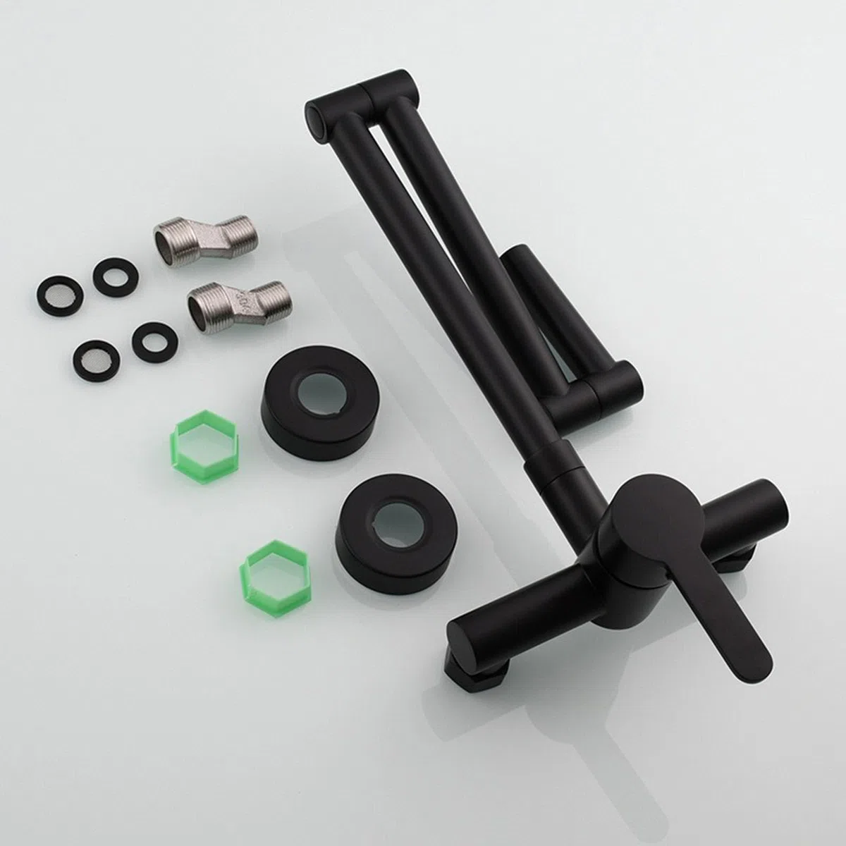 Rubinetti da Cucina a Muro Rubinetto Cucina Pieghevole, Rubinetto Cucina Ottone Miscelatore Cucina acqua Calda e Fredda Nero