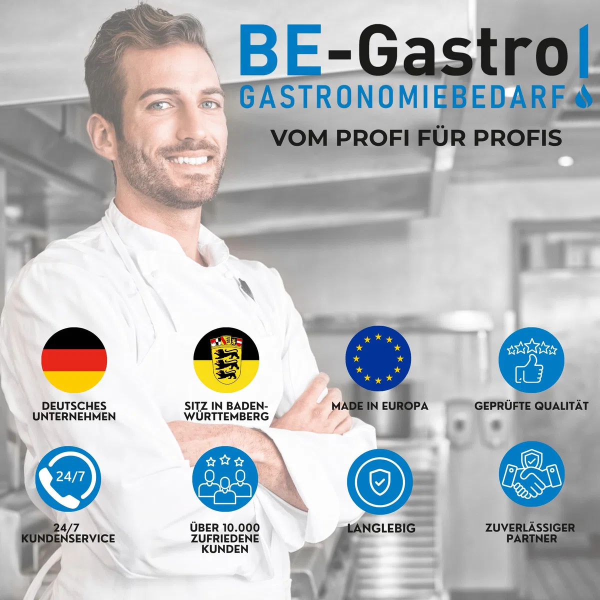 BE-GASTRO | Rubinetto professionale set di prelavaggio stoviglie per cucine di ristoranti Gruppo doccia con miscelatore monoforo, con manopole multigiro e Rubinetteria di servizio