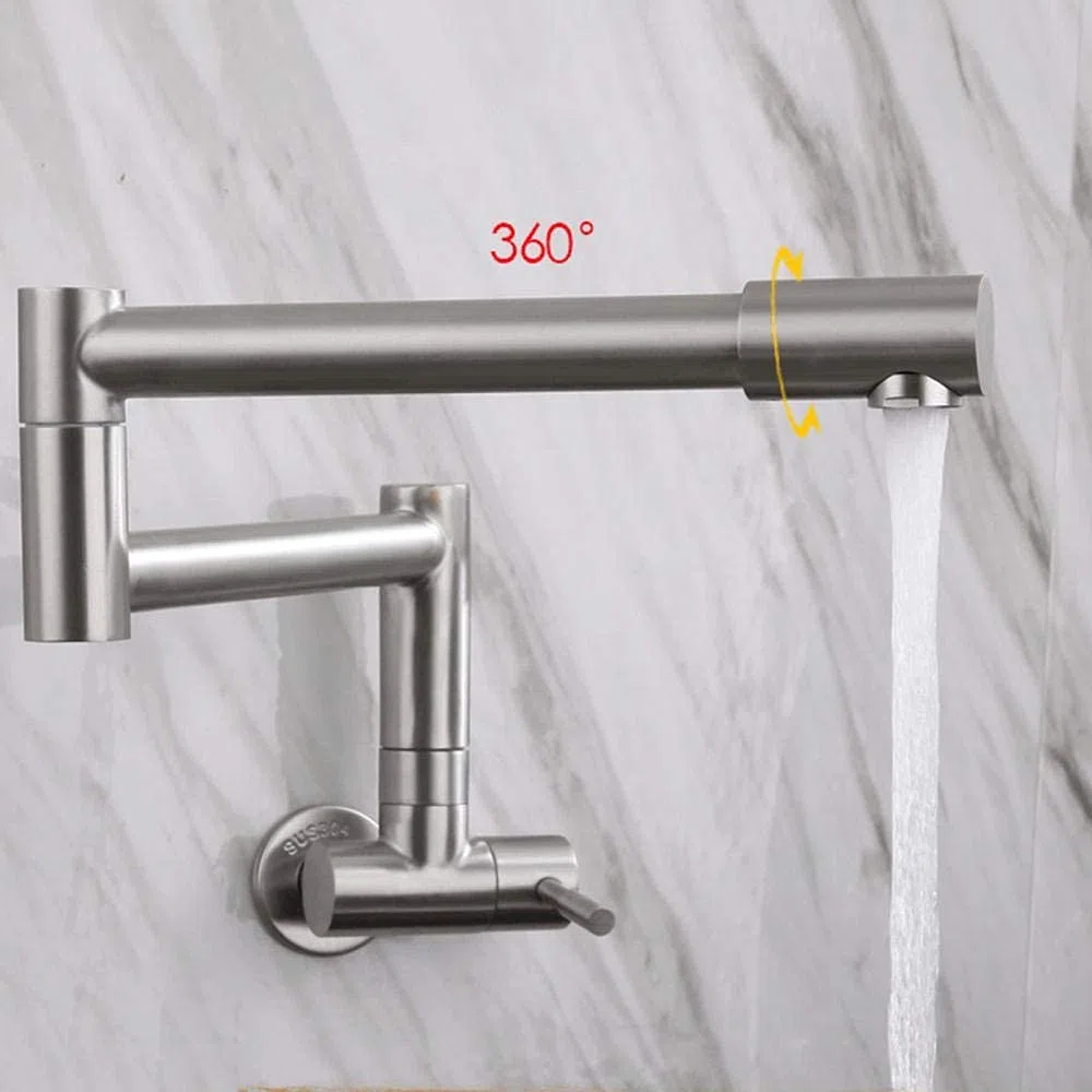QTHWB Rubinetti per Il riempitivo Muro Montato Parete, Tocco di Acqua Fredda Nichel sfiorato Multifunzione, lavelli Cucina del Rubinetto a Doppio Manico fiorente