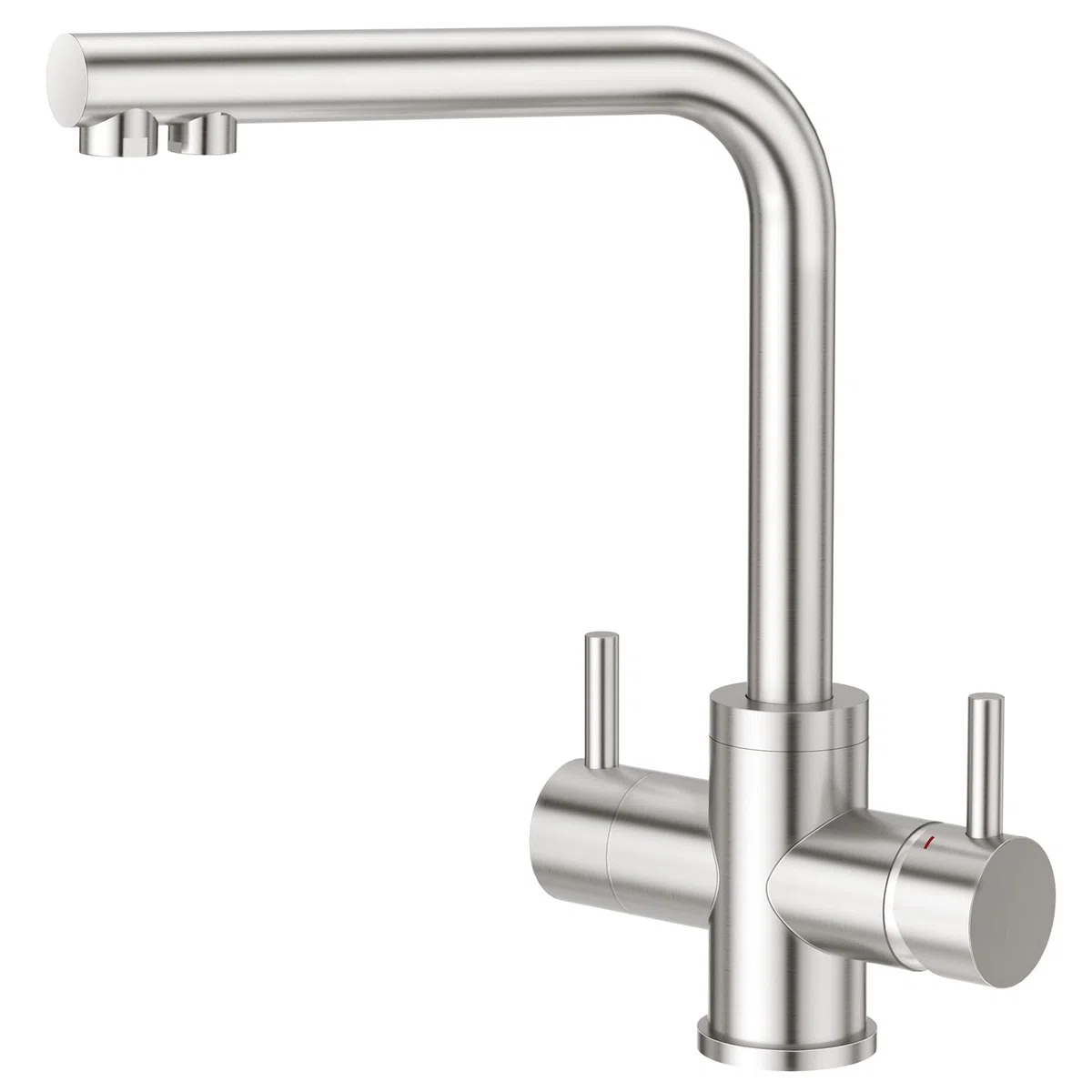 CREA Rubinetto Cucina a 4 Vie, Rubinetto Cucina Acqua Soda, Miscelatore Lavello Cucina Girevole a 360°, Rubinetto Osmosi, Acciaio Inox