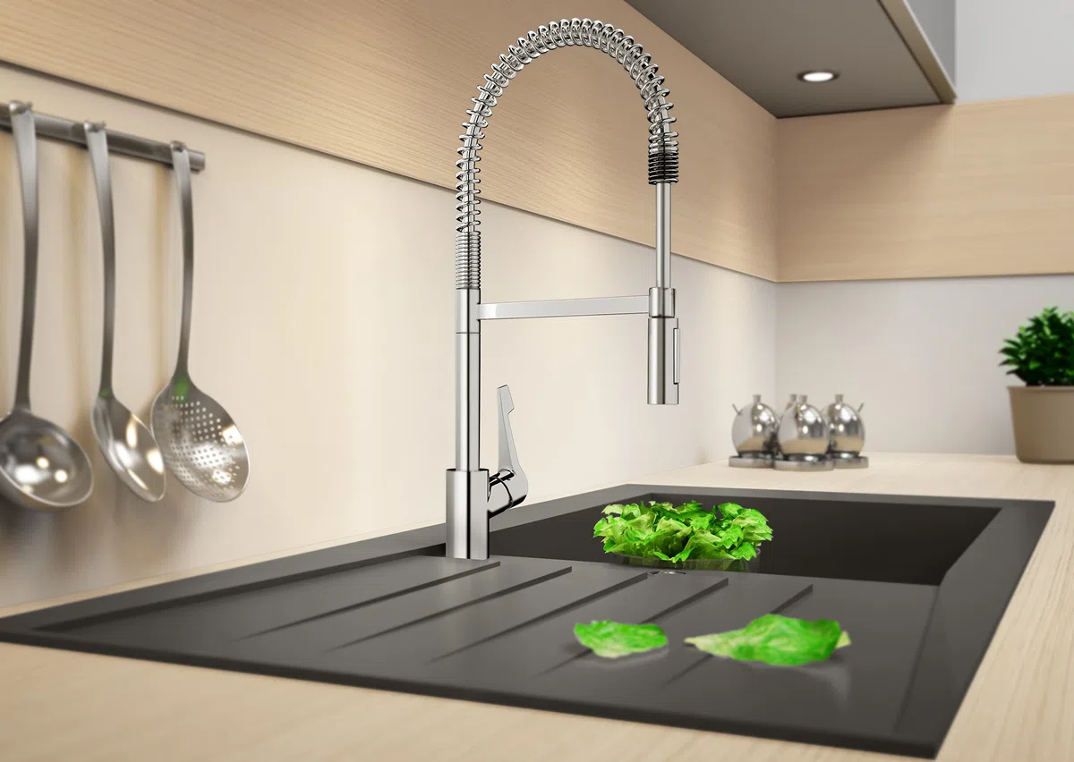 Hansgrohe 14806000 Miscelatore cucina Cento semi-professionale, collo alto, con doccetta estraibile, 2 getti