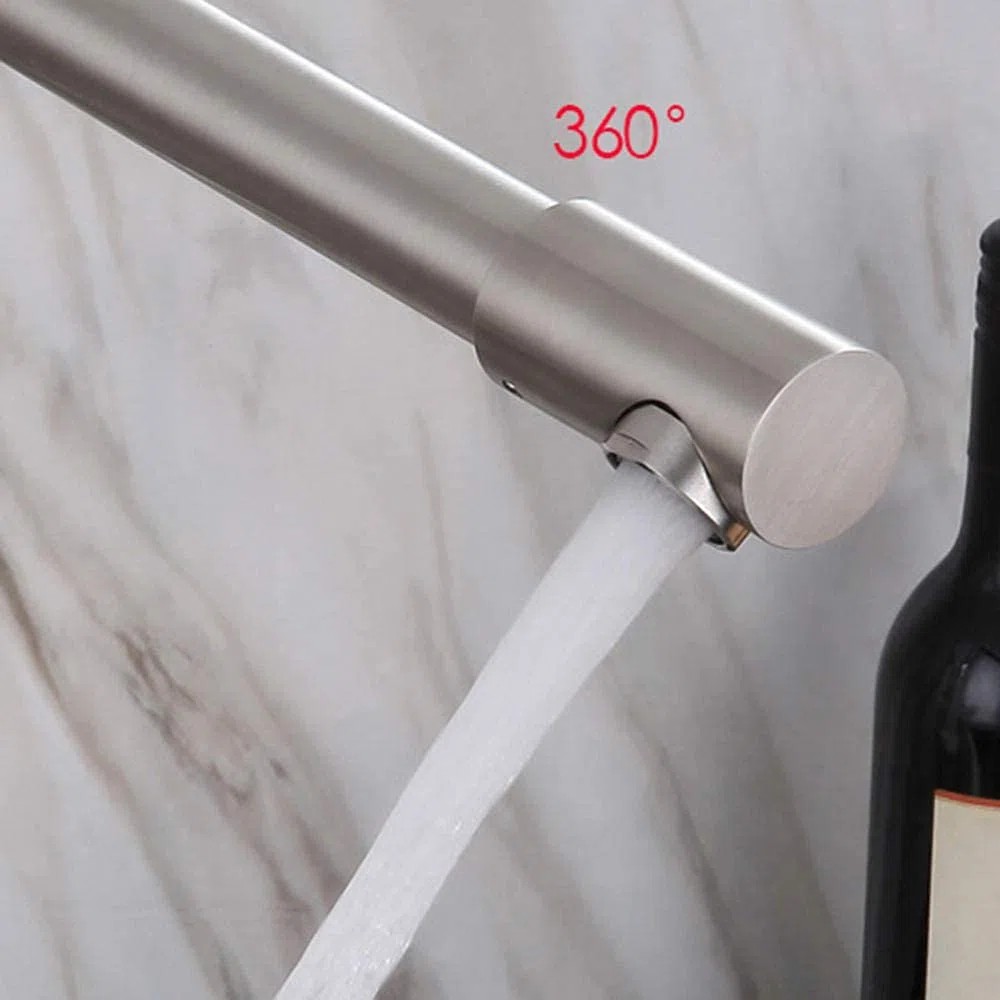 QTHWB Rubinetti per Il riempitivo Muro Montato Parete, Tocco di Acqua Fredda Nichel sfiorato Multifunzione, lavelli Cucina del Rubinetto a Doppio Manico fiorente