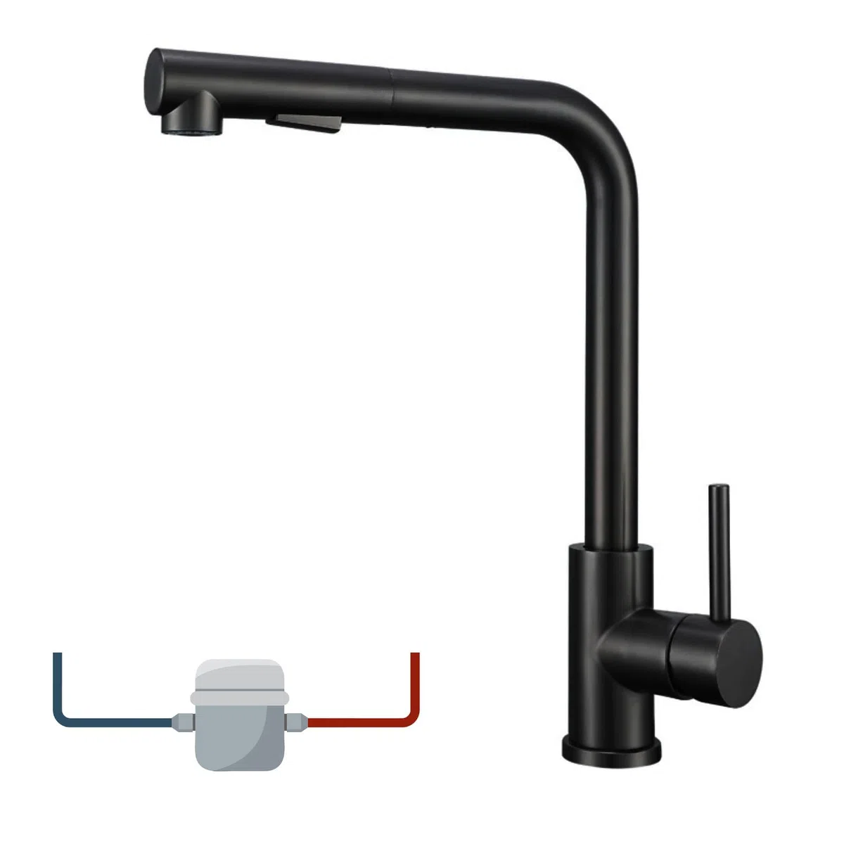 Rubinetto Lavello Cucina, Miscelatore Cucina con Doccetta Estraibile, Acciaio Inox Alta Pressione Orientabile 360°Monocomando Rubinetto per Lavello Girevole, 2 Modalità Dell'Acqua