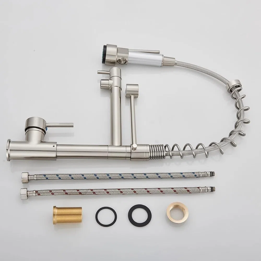 Rubinetti da Cucina Rubinetto da Cucina A Molla Estraibile Spruzzatore Laterale Doppio Beccuccio 360 Rotazione Miscelatore Rubinetto Lavello Rubinetto Monocomando Rubinetti da Cucina(Orb A)