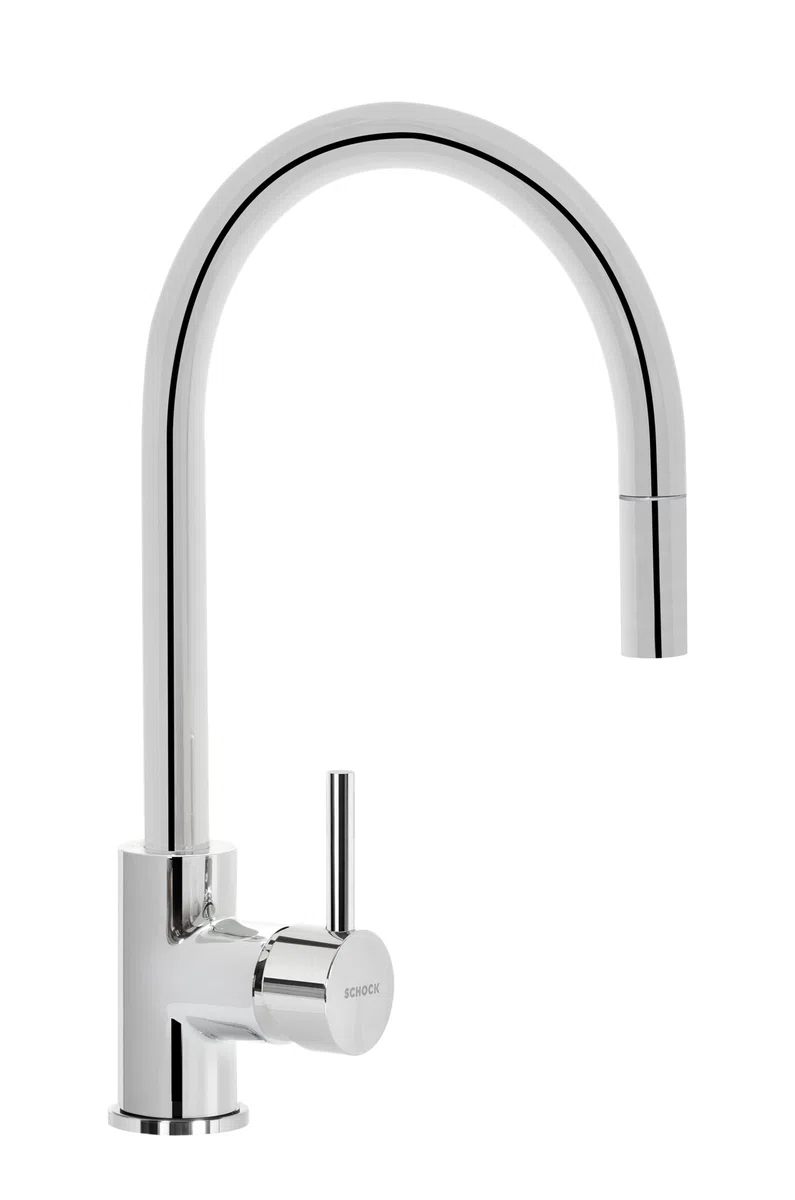 SCHOCK | Miscelatore Aquastar, Monocomando con Doccetta Estraibile, Colore Cromato, h394.5mm | Cromato, h394.5mm