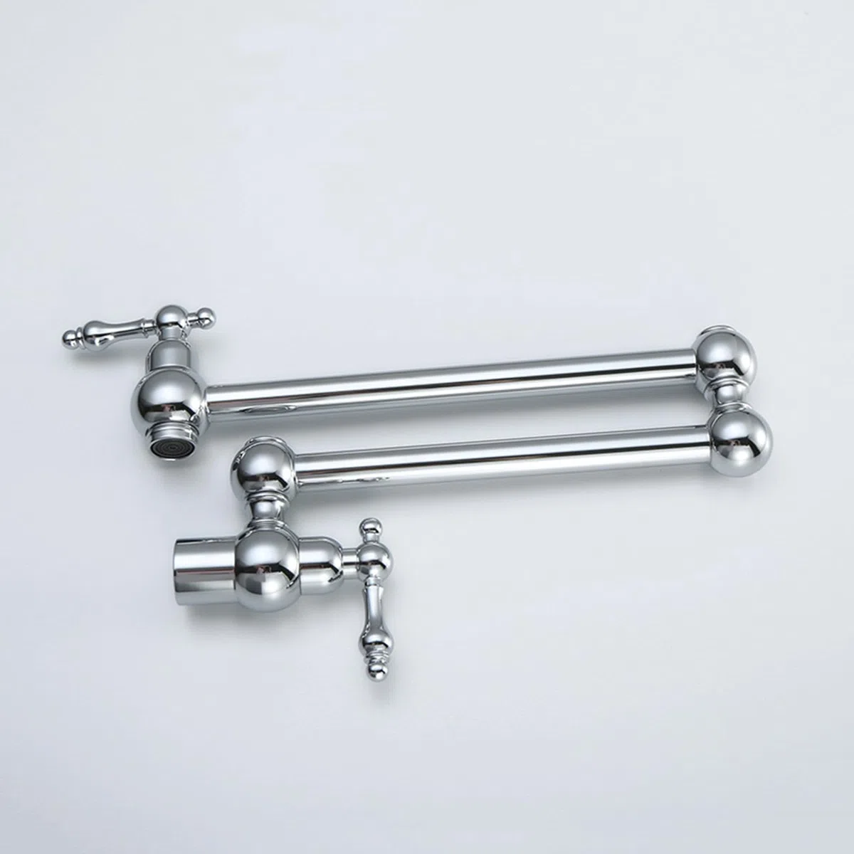 Faucet Rubinetto da Cucina a Parete e Retrattile, a Doppia Maniglia Fredda, Oro Spazzolato