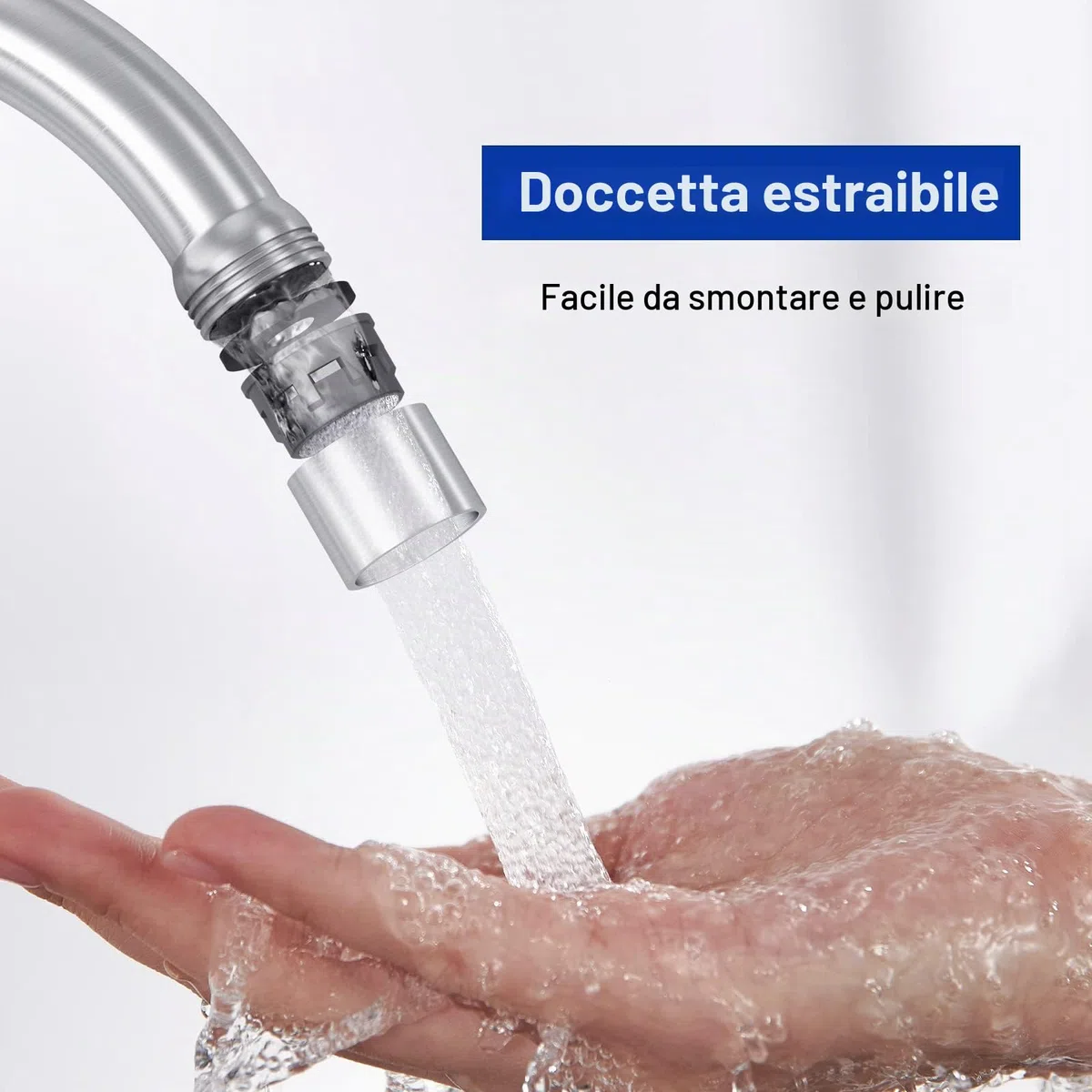CECIPA Rubinetto per acqua fredda da cucina, solo acqua fredda con dadi in acciaio inox 304, spessore piastra fino a 4 cm, rubinetto acqua fredda con tubo di collegamento da 60 cm, X1, rubinetto da