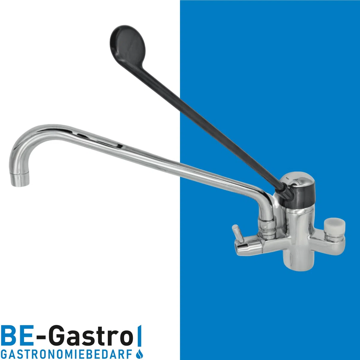 BE-GASTRO | Rubinetto Gruppo doccia con miscelatore monoforo, con leva clinica nera e rubinetto di servizio incorporato, Rubinetteria professionale set di prelavaggio stoviglie per cucine